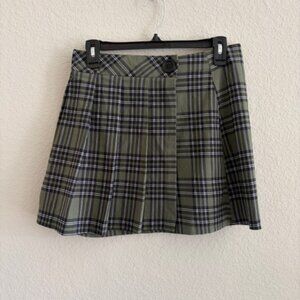 Joe Benbasset Pleated Mini Skirt Medium Green Plaid Y2k Steampunk Twee Preppy